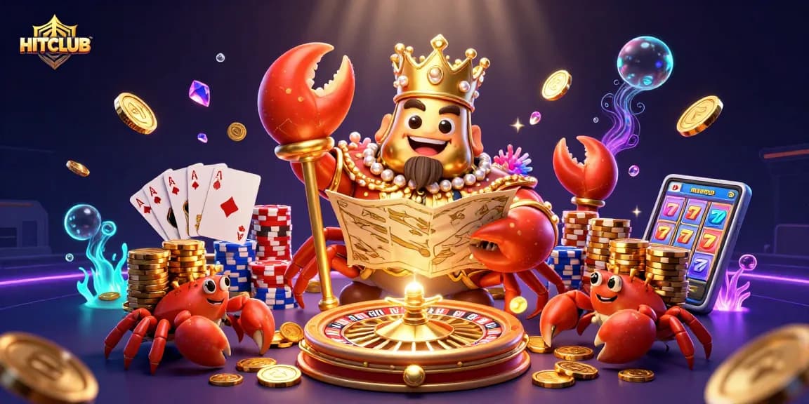 Engage in thrilling gameplay at HITCLUB with a vibrant 3D casino scene rich in detail and bonuses.