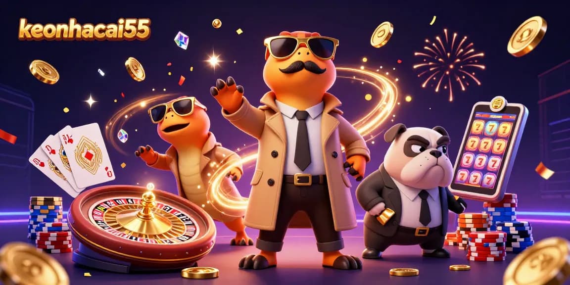 Experience keonhacai55 with three raptors in disguise entering a VIP casino surrounded by cash.
