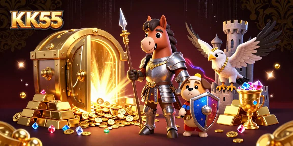 Engage in thrilling adventures at KK55 with treasure-filled slots, a dynamic casino environment.