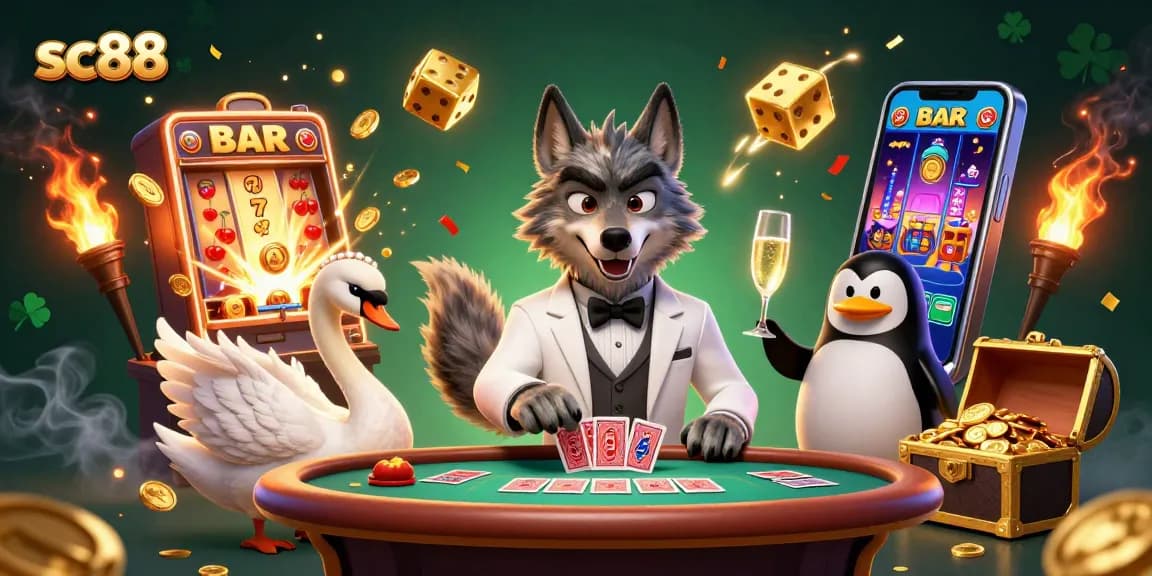 Play sc88 and experience thrilling wins with a vibrant 3D casino scene full of excitement.