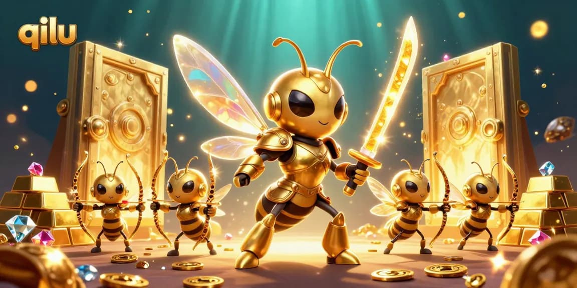 Engage with qilu's thrilling online casino atmosphere through a vibrant 3D illustration.
