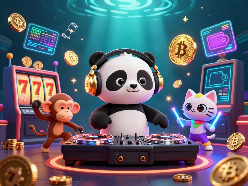 KU88 showcases an engaging casino party scene with a DJ panda, dancing monkey, and kitten surrounded by vibrant gambling elements.