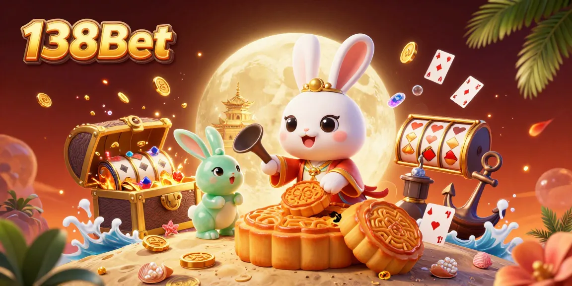 Experience thrilling gaming at 138Bet with exciting visuals of a moon rabbit gambling adventure.