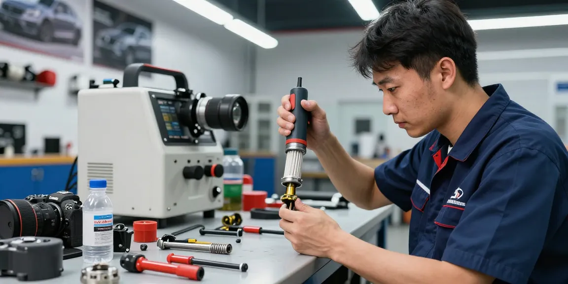 DPF Reinigung Hannover in einer Autowerkstatt mit einem Techniker, der einen Dieselpartikelfilter untersucht.