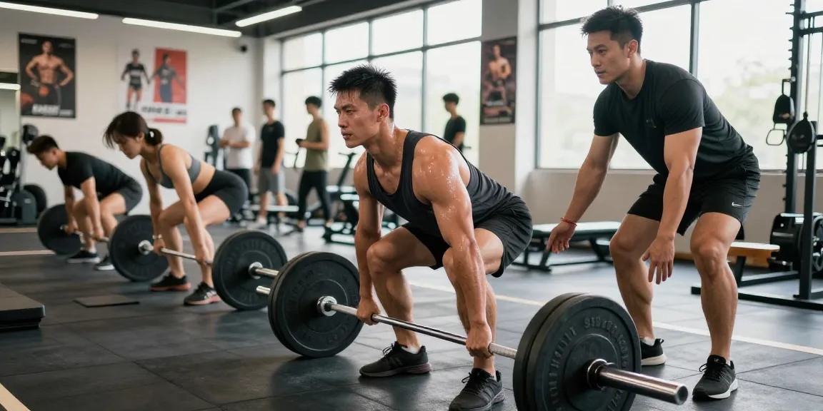Anabolika Shop fitness scene featuring professional bodybuilder deadlifting, surrounded by trainers and gym-goers, showcasing dedication to bodybuilding.