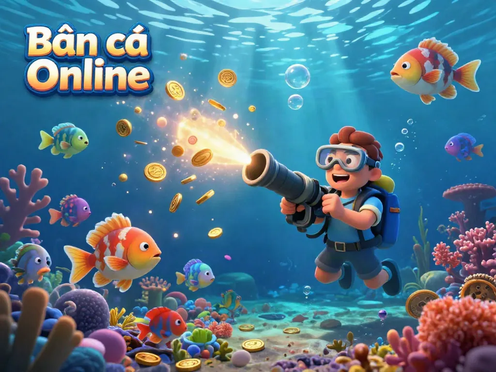 Experience the thrill of Bắn cá Online with vibrant fish shooting action in an immersive underwater scene.