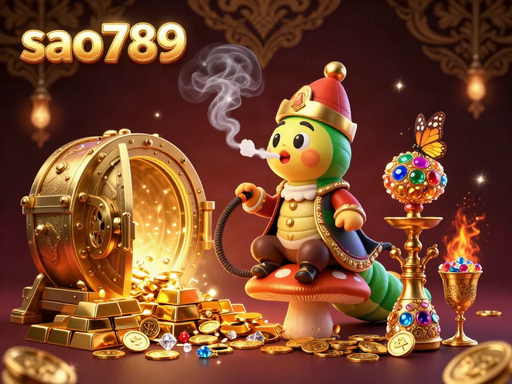 Experience the thrill of gaming at sao789 with vibrant symbols and golden treasures in this captivating scene.