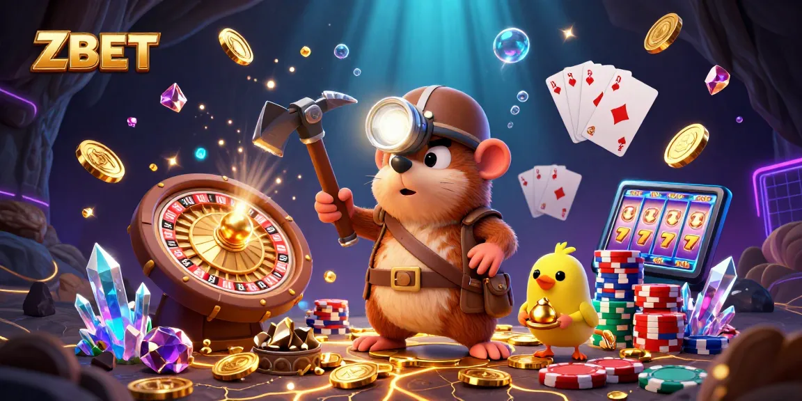 ZBET players enjoying thrilling casino adventures with glowing treasures and winning games