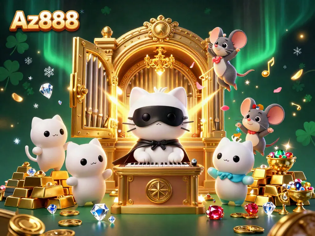 Spin the reels and win at Az888 with an extravagant casino scene full of treasures.
