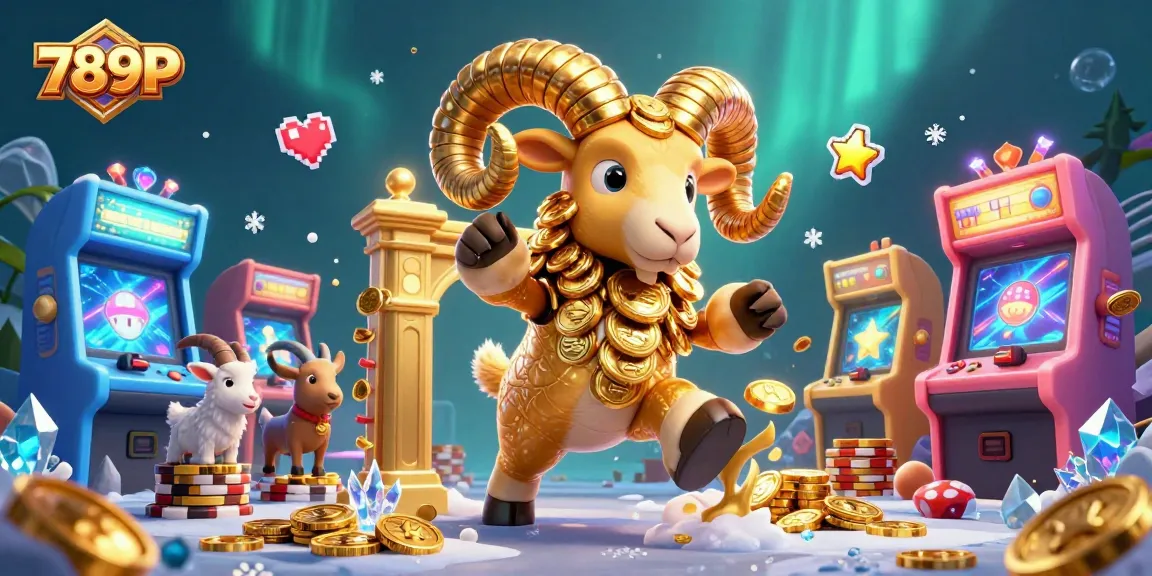 Experience thrilling gameplay at 789P with a golden ram charging through a vibrant casino scene.