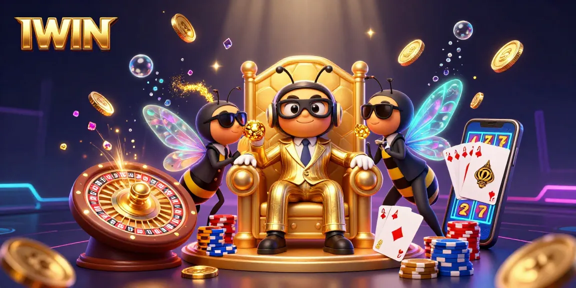 Engage with IWIN through an exciting casino scene showcasing vibrant characters and dynamic gaming elements.