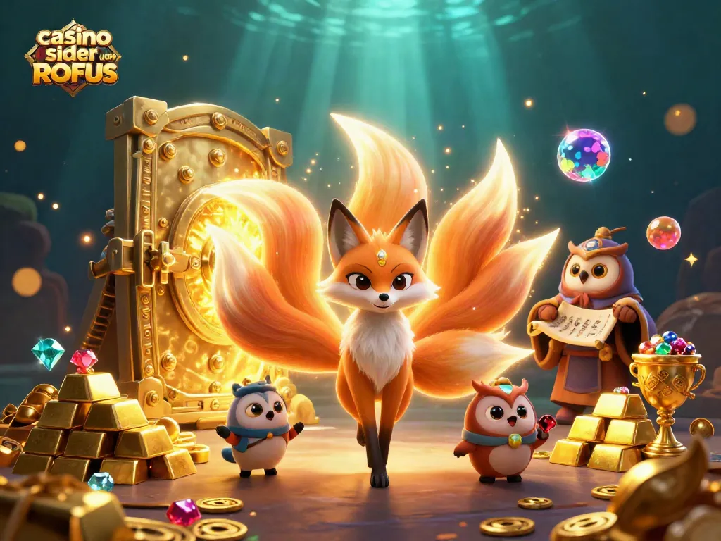Experience thrilling action with casino sider uden ROFUS visual showcasing colorful luck and treasures.
