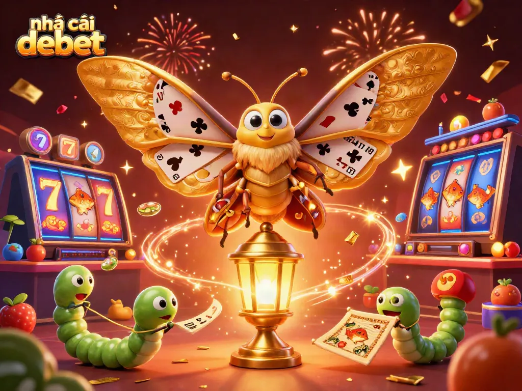 Engage with thrilling games at nhà cái debet as the mighty atlas moth showcases vibrant slots in a rich casino scene.