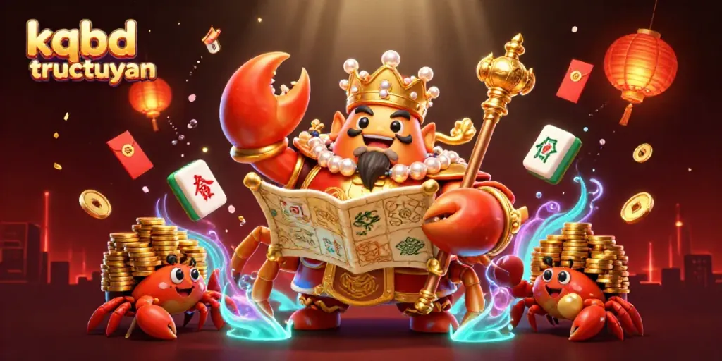 Experience the excitement with the kqbd tructuyen, featuring a golden crab emperor and lively gaming elements.