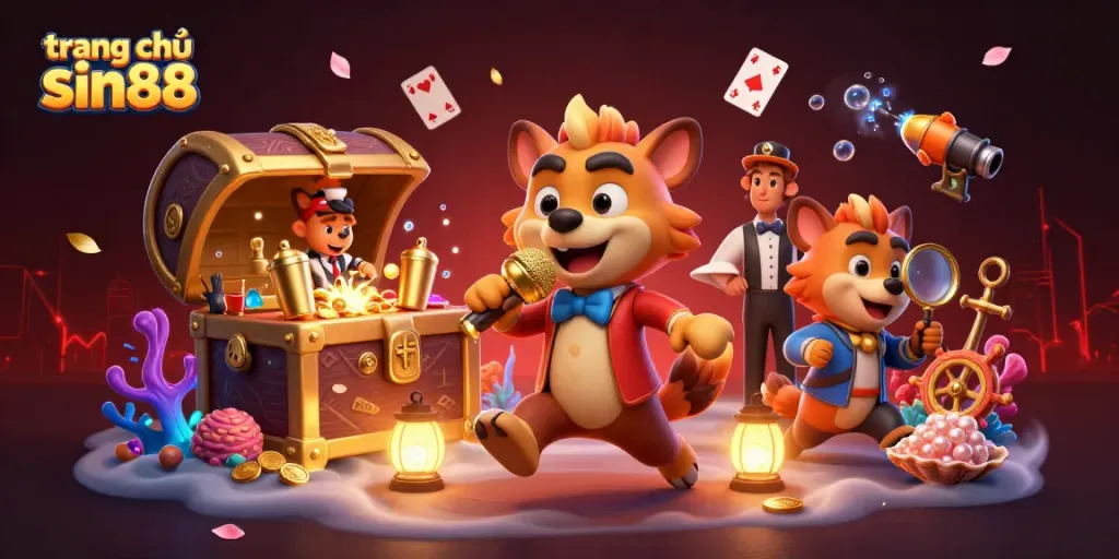 Engage with the vibrant atmosphere of trang chủ sin88, featuring hyena comedians and casino games.