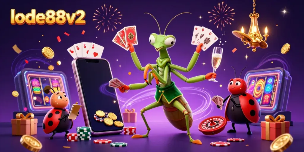 Engage in exciting gameplay with lode88v2, featuring vibrant casino characters and dynamic elements.
