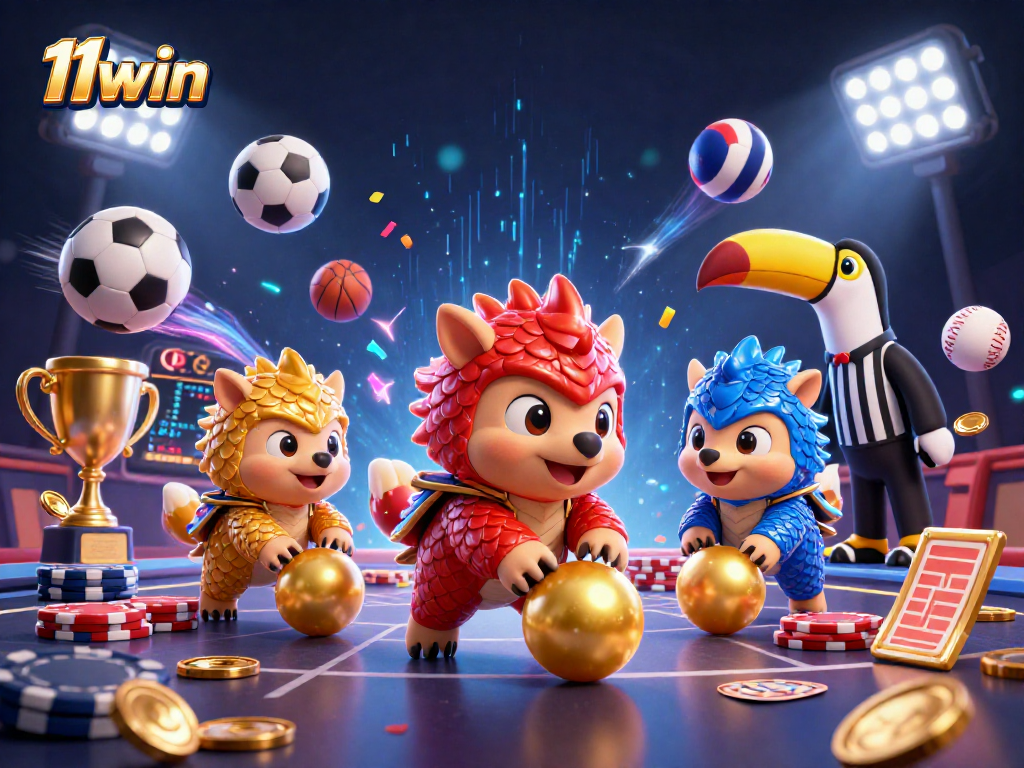 Engage with exciting 11win gaming elements as pangolins roll through colorful poker chips.