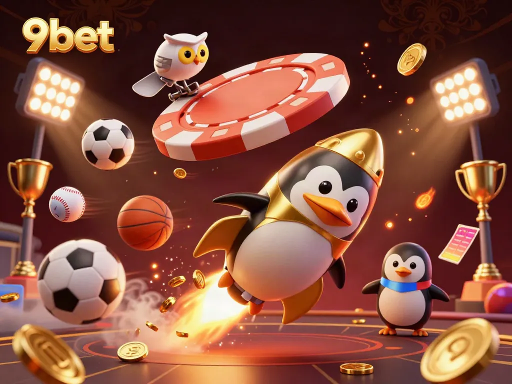 Experience the rush of winning at 9bet with an exciting space-themed illustration showcasing casino elements.