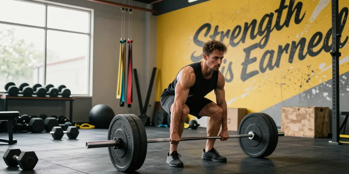 Anabolika Shop Deutschland - Athlet führt Kreuzheben in einem dynamischen Fitnessstudio mit Fitnessgeräten aus, was Stärke und Entschlossenheit zeigt.
