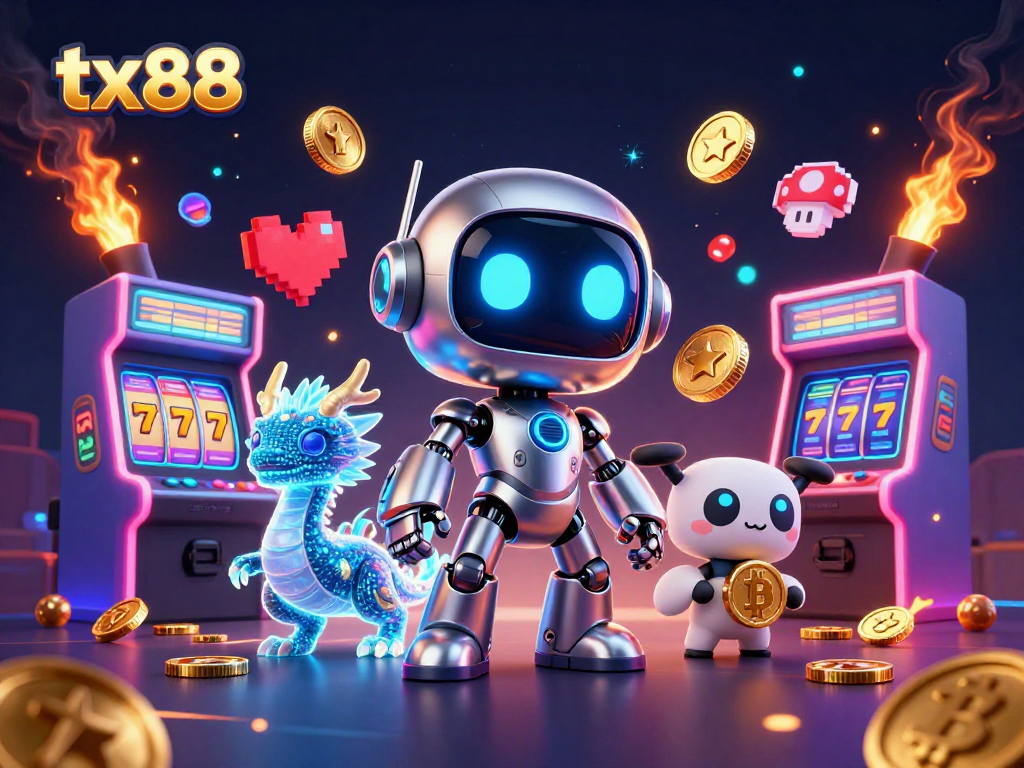 Enjoy thrilling gameplay at tx88 with an animated illustration featuring exciting casino elements.