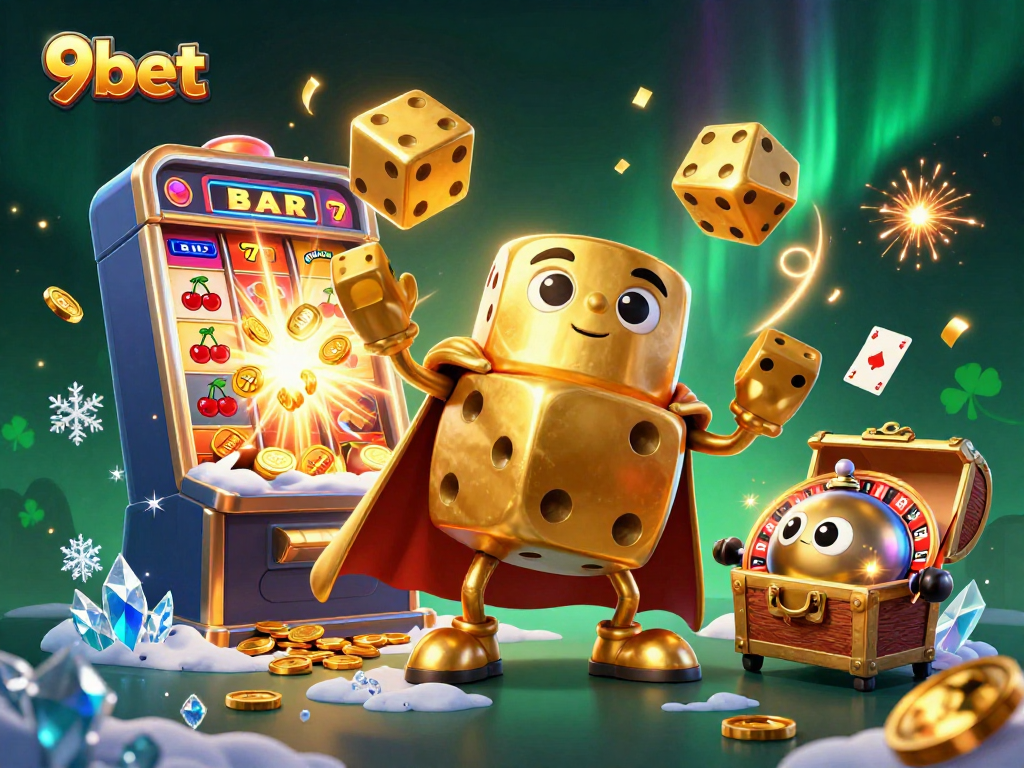 Experience the thrill of 9bet with dynamic casino action featuring vibrant characters and gold coins.