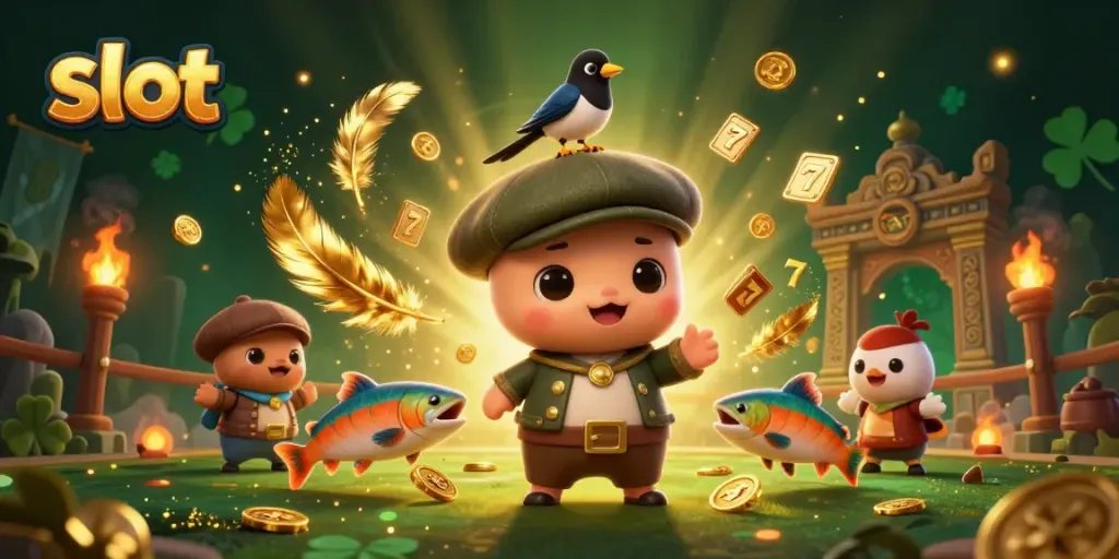 Engage in thrilling slot action with vibrant characters and dynamic casino elements.