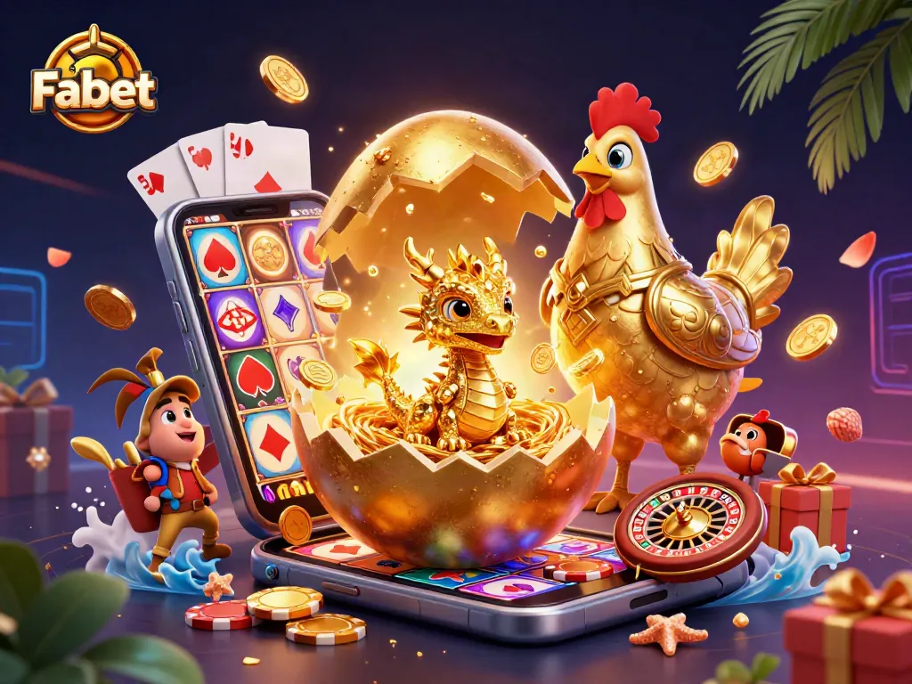 Experience thrilling gameplay with Fabet featuring golden characters and dynamic casino elements