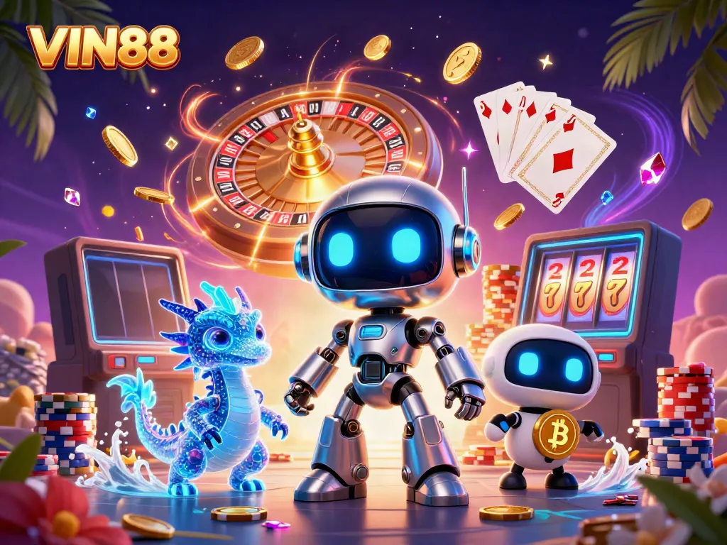 Experience the excitement of VIN88 with dynamic game elements and vibrant casino visuals.