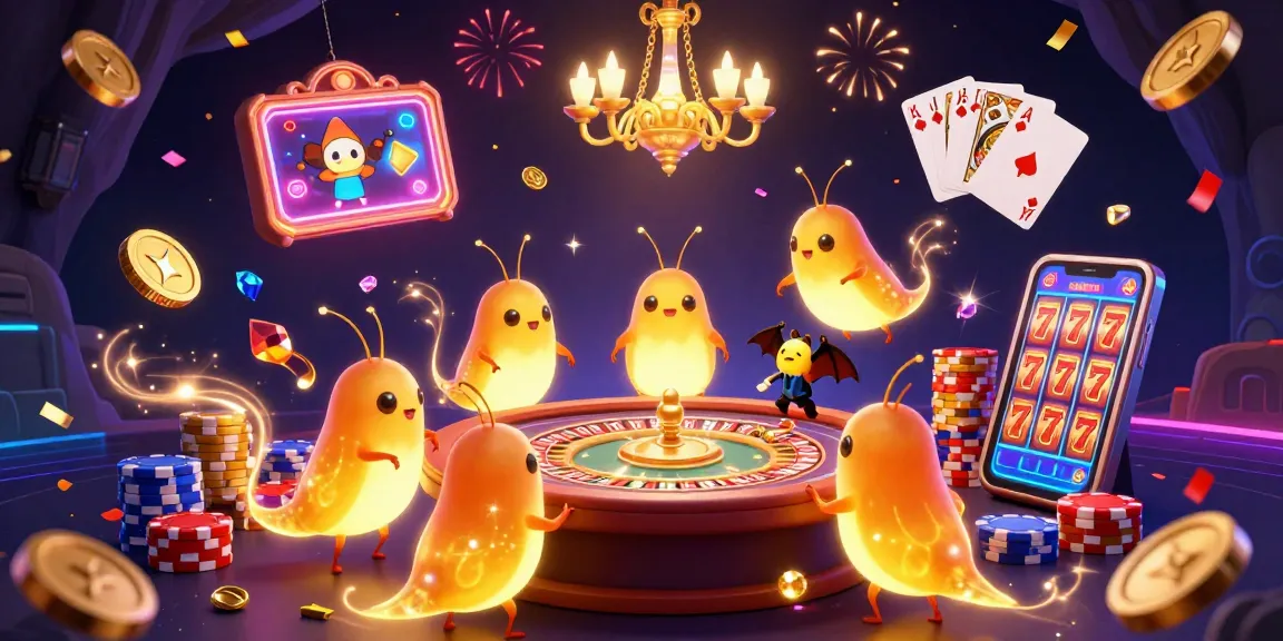 Experience the excitement of 99WIN with glowworms lighting up a vibrant casino scene filled with thrilling gaming elements.
