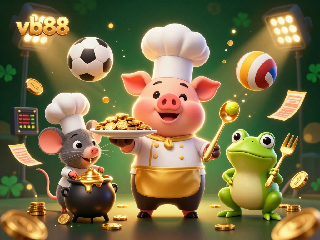 Experience the thrill of sports betting with vb88 in this vibrant 3D casino scene.