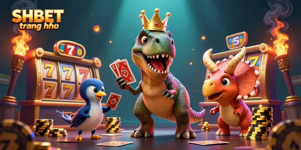 Join the excitement at SHBET trang chủ featuring colorful characters engaging in thrilling casino games!