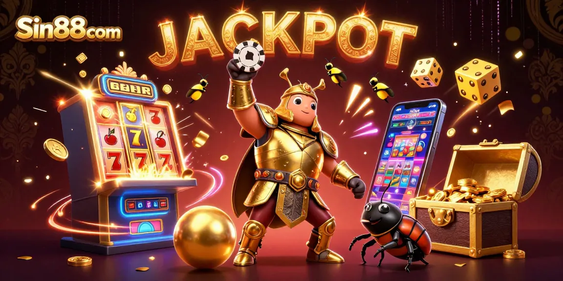 Experience exciting gaming moments with Sin88com, featuring a vibrant casino scene of jackpot celebrations.