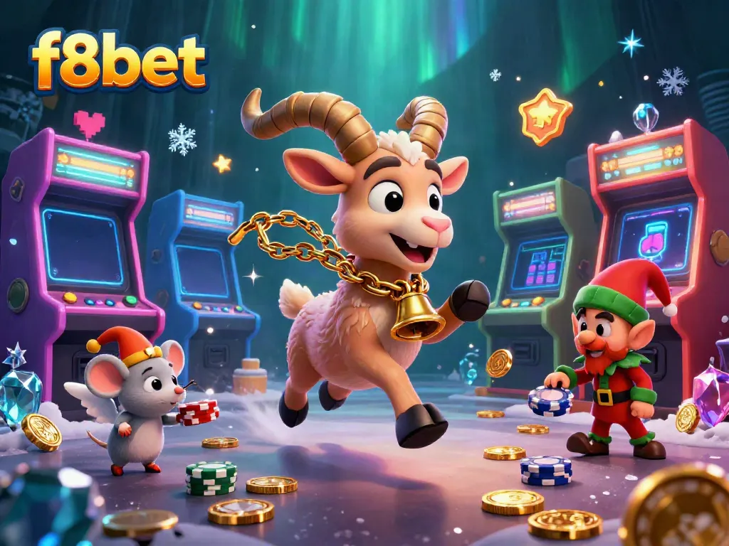 Experience thrilling games at f8bet with a Krampus goat host, angel mouse, and mischievous gremlins.